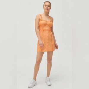 Urban Outfitters UO Orange Luxe Dreams Ruffle Mini Dress